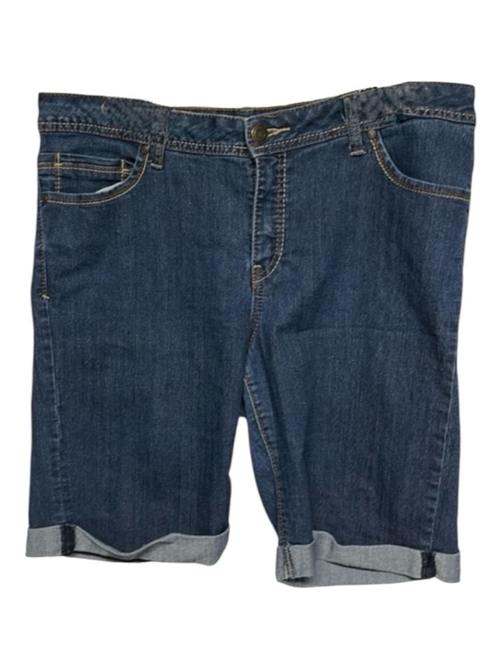 Faded Glory Cuffed Bermuda Stretch Denim Shorts Size 14